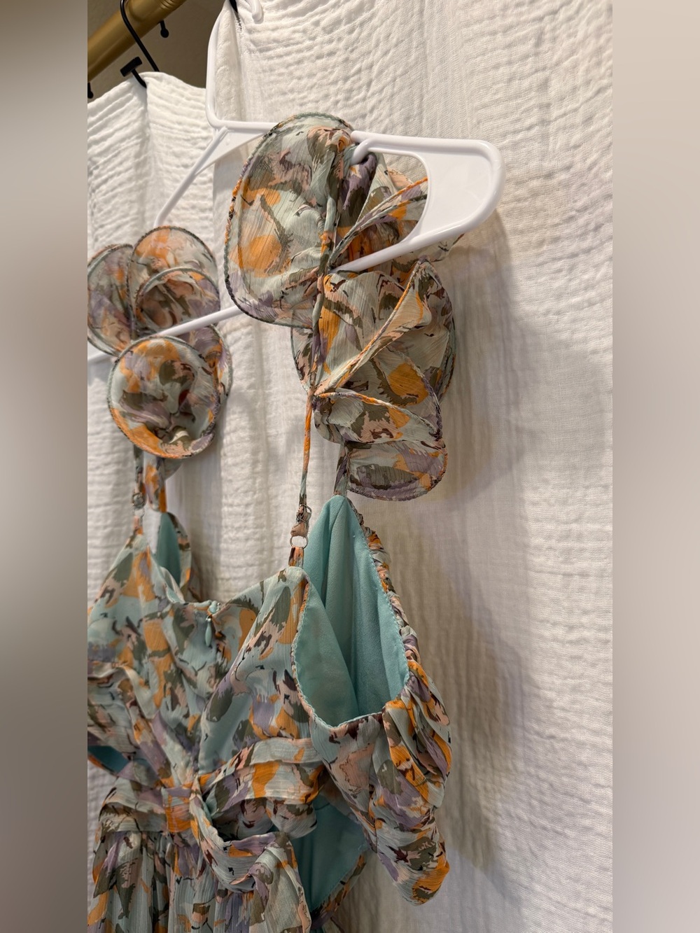 ASTR the Label Fritillaria Maxi Dress Mint Purple Floral Cutout Slit Size L NWT - Picture 15 of 15